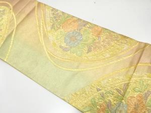 線描きに草花模様織り出し　袋帯